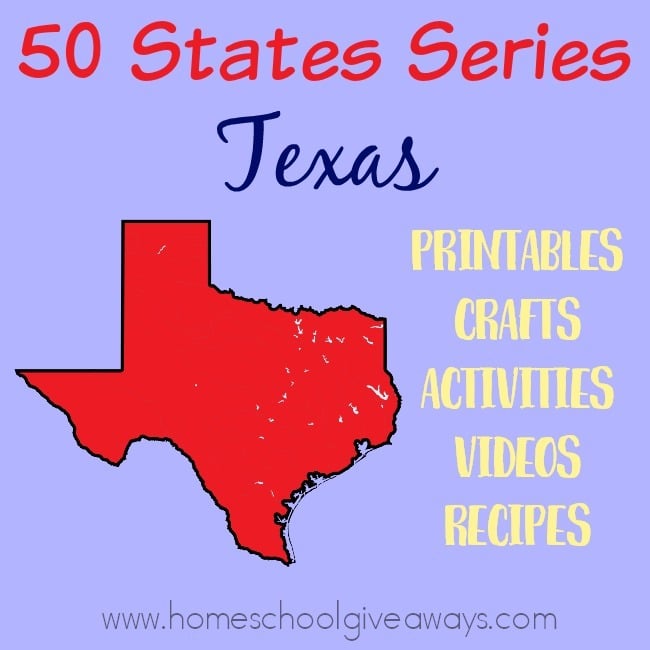 50 States Series Texas text and red colored image cut out of the shape of Texas