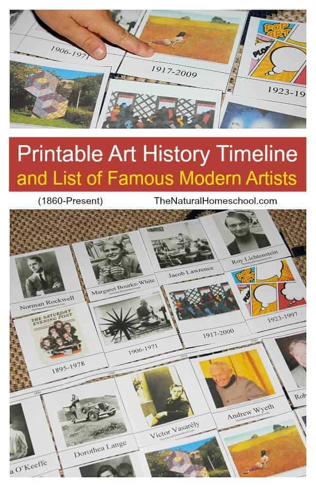 free printable art history timeline of famous modern artists homeschool giveaways