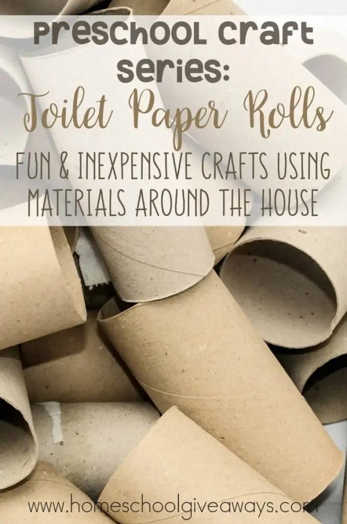 used toilet paper rolls with overlay "Preschool Craft Series: Toilet Paper Rolls"