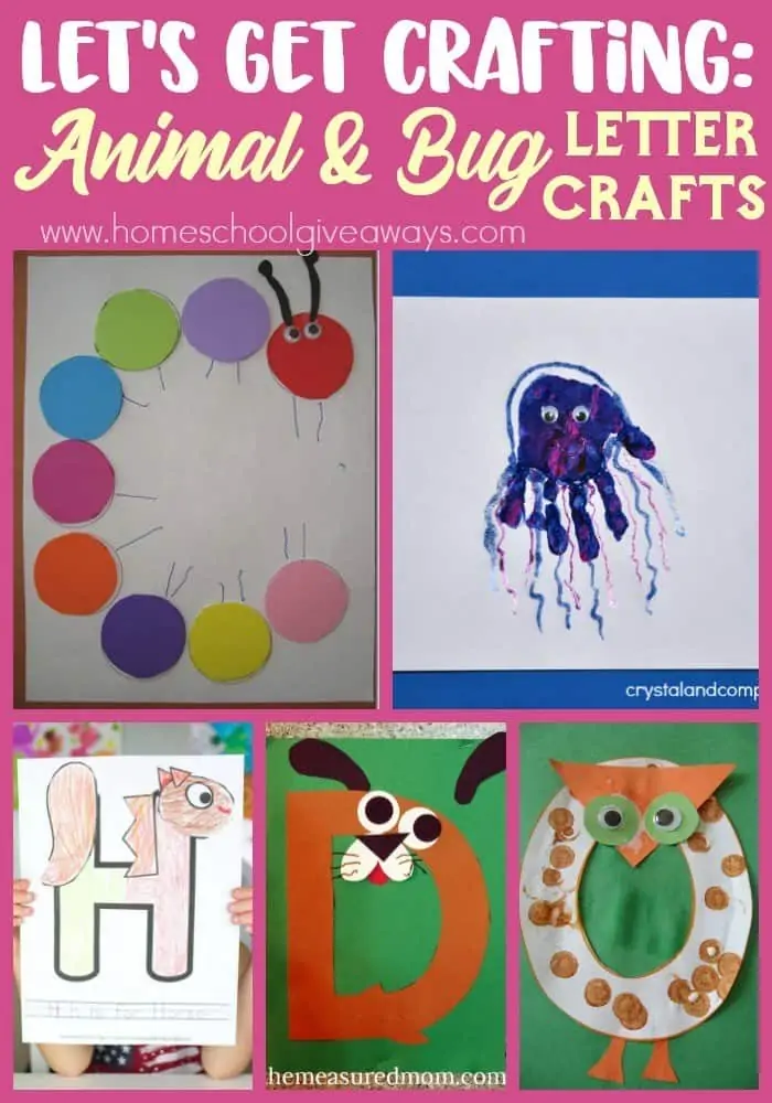 collage of letter animal & bug crafts