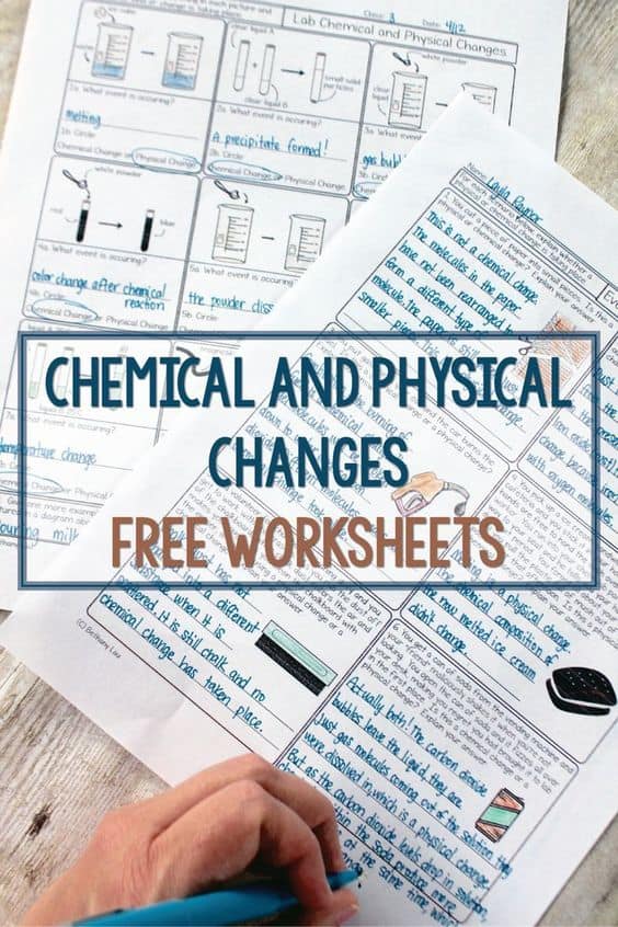 FREE Chemical and Physical Changes Chemistry Worksheets
