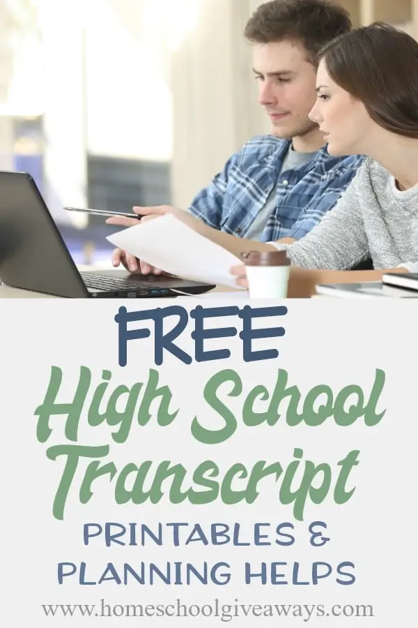 Free High School Transcript Printables & Planning Helps with image of two people at a laptop