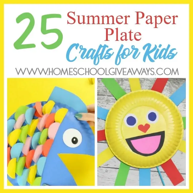Have a little fun inside this summer with these summer paper plate crafts for kids! You just need some paper plates, glue, paper and a few extras and you're all set for a fun afternoon of crafting with the kids! :: www.homeschoolgiveaways.com