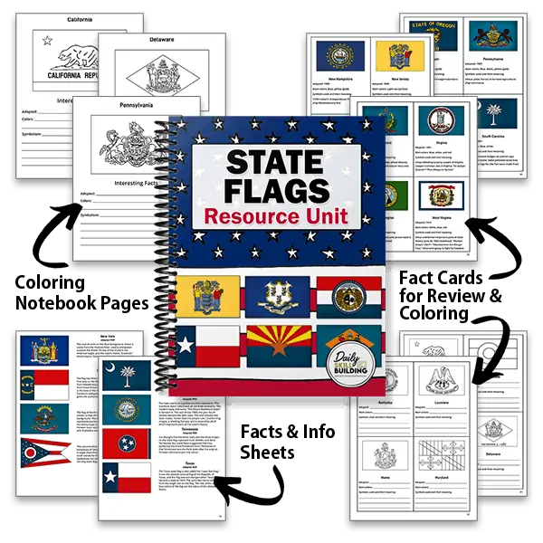 examples of U.S.A. state flag unit study worksheets