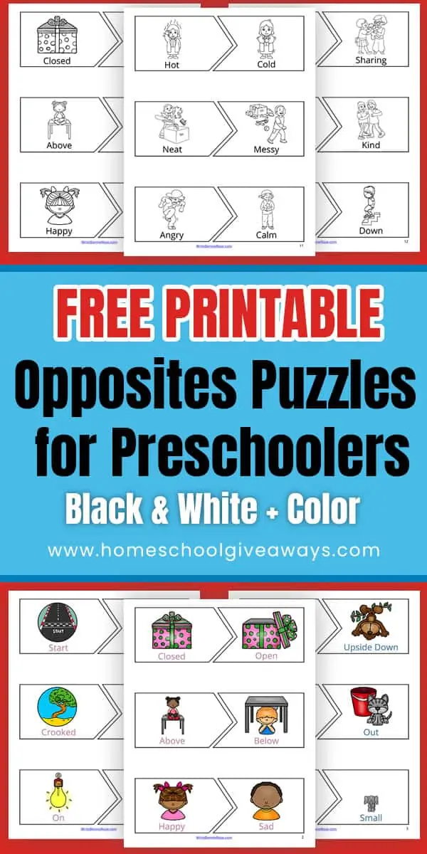 printable opposites puzzles