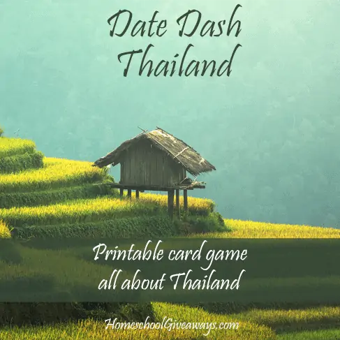 Printable Card Game about Thailand text with image of outside