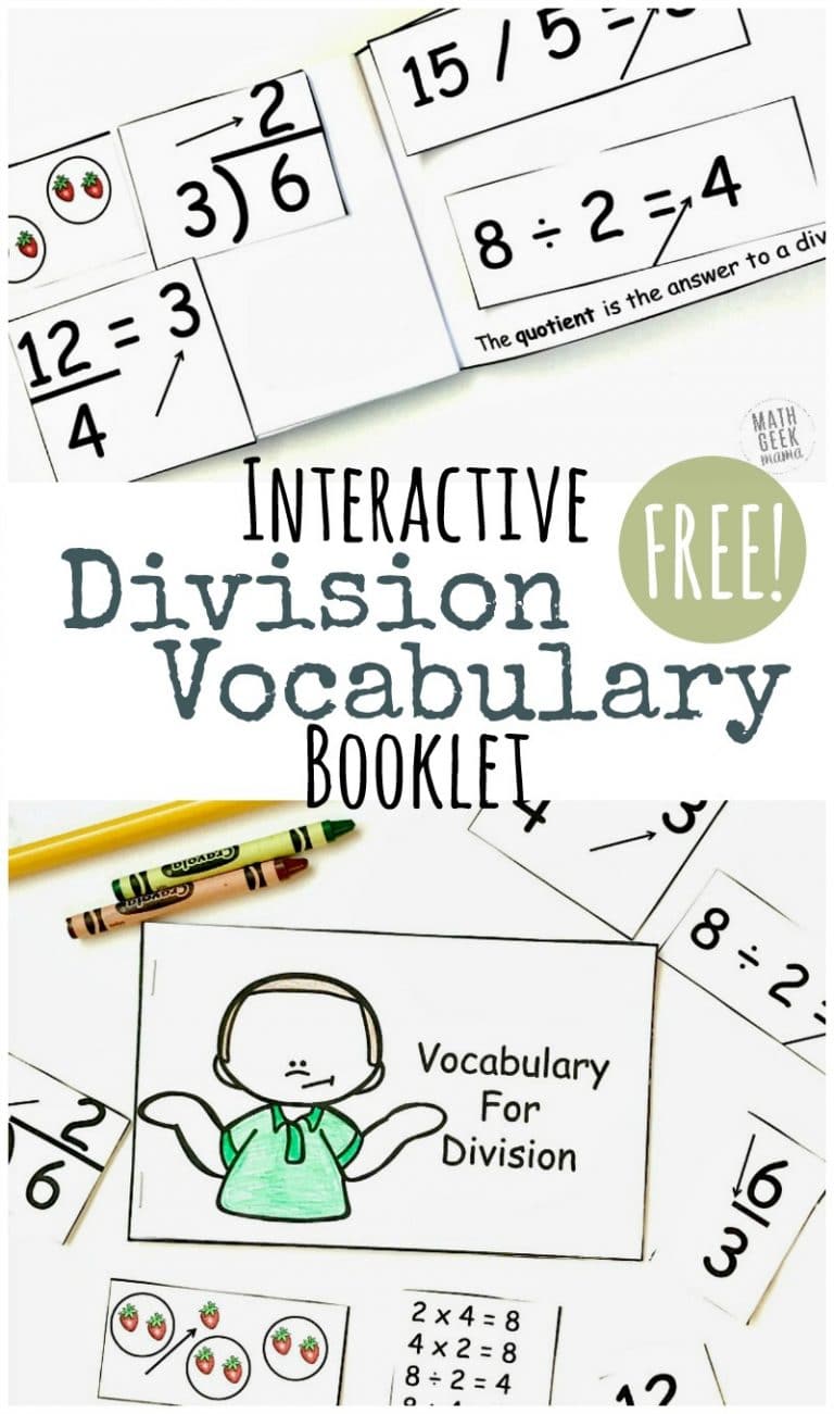 FREE Printable Interactive and Simple Division Vocabulary Booklet