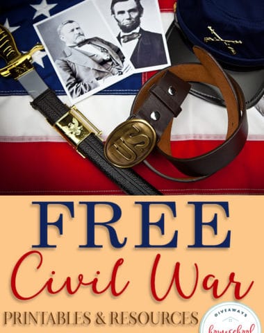 Whether you're studying the Civil War or just love history, your students will appreciate this huge list of FREE Printables & Resources. From worksheets to activities, to projects, we've got you covered. #civilwarhistory #americancivilwar #history #homeschool