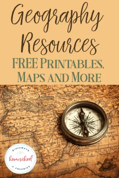Geography Resources Free Printables Maps and More text with image of a compass on a map