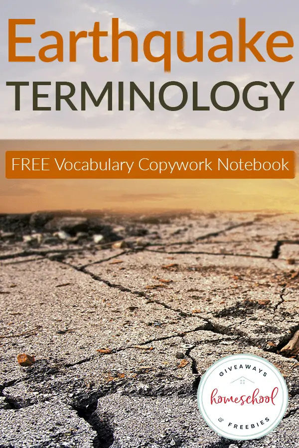 Earthquake Terminology Free Vocabulary Copywork Notebook