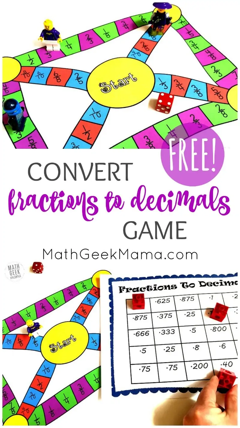 free convert fractions to decimals game