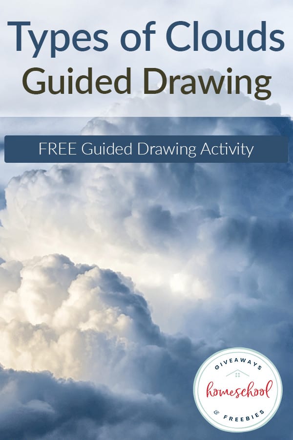 Types of Clouds Guided Drawing with a background image of puffy clouds