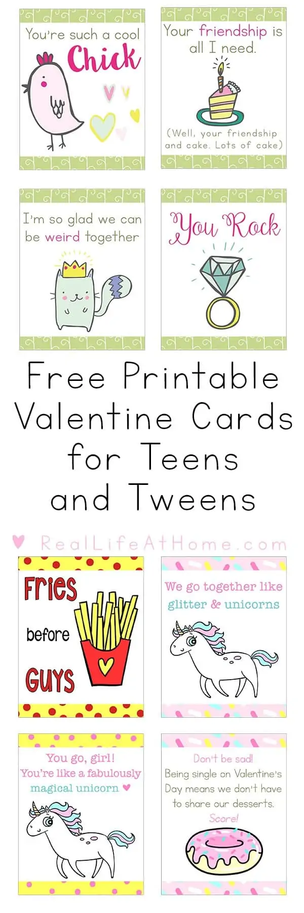 free printable Valentine cards for teens and tweens