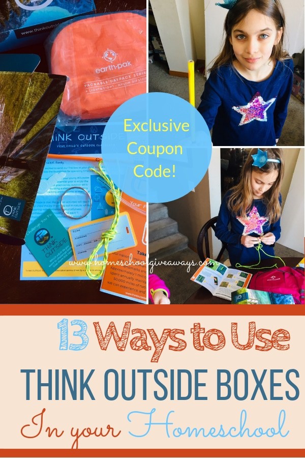 13 ways to use THiNK OUTSiDE BOXES in your homeschool (plus coupon code) - and they're not just for science and nature lessons! #thinkoutsideboxes #homeschoolwiththinkoutsideboxes #subscriptionboxesforkids #offgridlife #homeschoolgiveaways