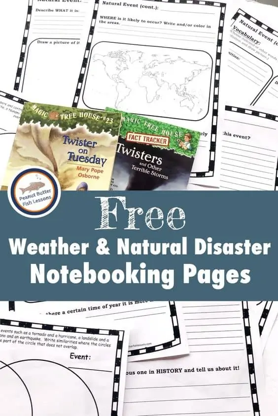 free weather and natural disaster notebooking pages
