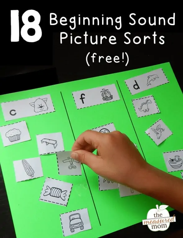 18 beginning sounds picture sorts free