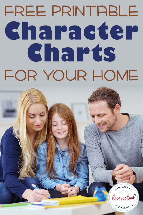 Free Printable Character Charts for Your Home text with image of a family sitting and smiling together