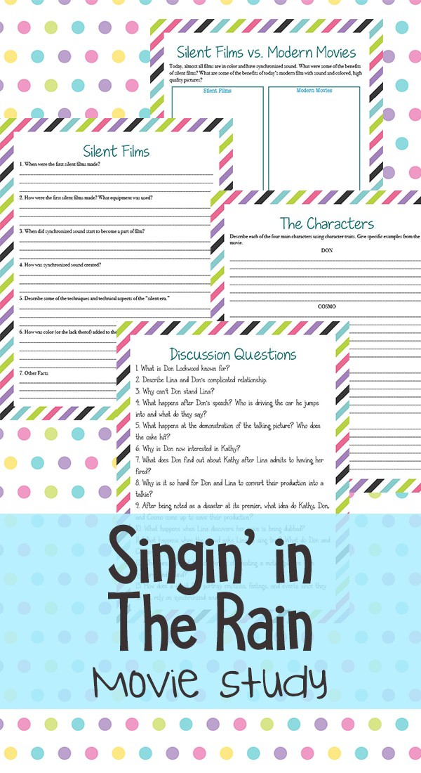 Singin' in the Rain movie study printables