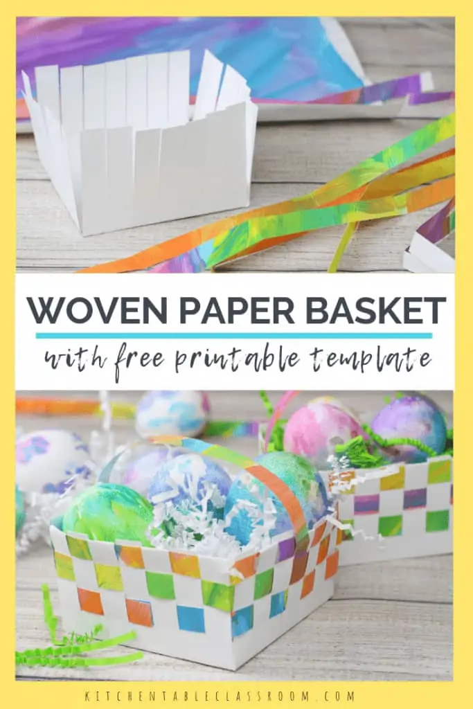 woven paper basket with free printable template