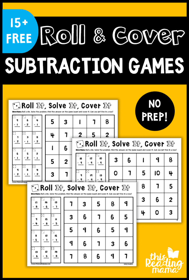 FREE Roll Cover No-Prep Subtraction Games