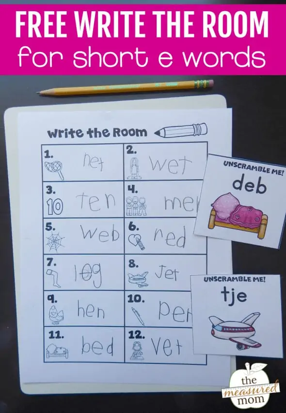 free write the room for short e words