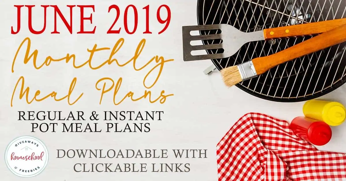 June 2019 monthly meal plans regular and instant pot meals