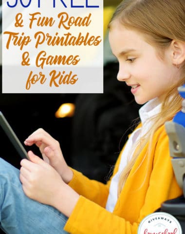 Pass the time on your next family road trip with these FREE printables, games and activities! These free printables will help the trip fly by while creating laughter and fun for everyone! #roadtrip #travelingwithkids #travelgames #hsgiveaways