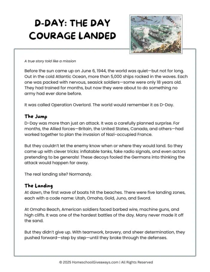 D-Day Reading Comprehension Mini Lesson
