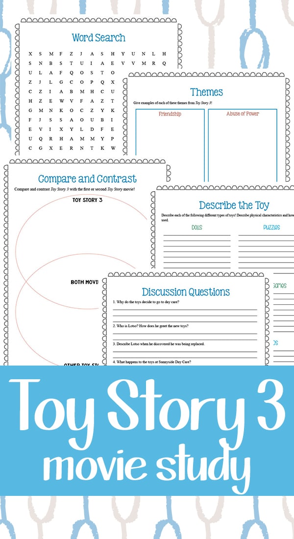Toy Story 3 movie study printables