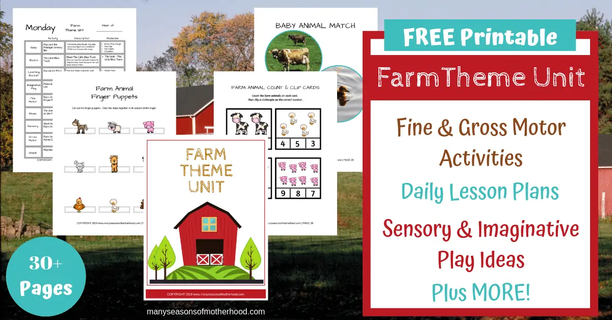 Free Printable Farm Theme Unit