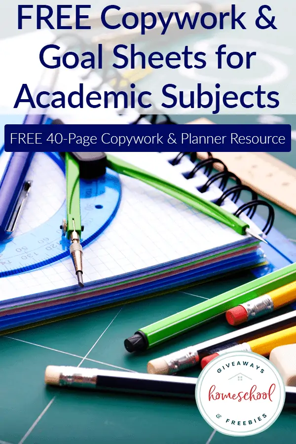 FREE Copywork & Goal Sheets for Academic Subjects (Great for Planners!)