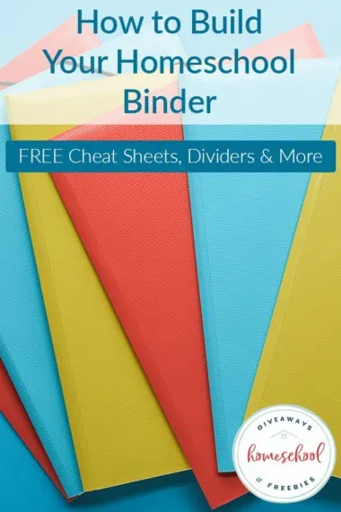 different colorful homeschool binders fanned out with a light blue background