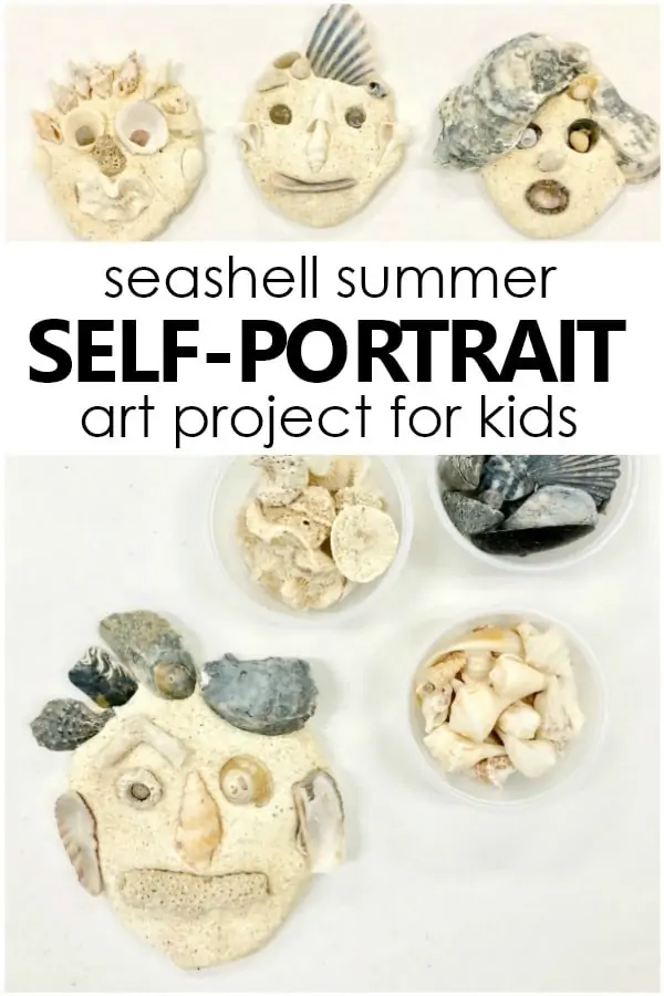 seashell summer self-portraits art project for kids