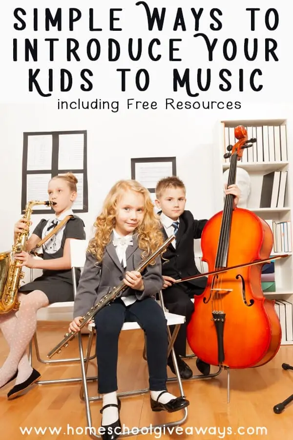 Simple Ways to Introduce Your Music Kids to Music text with image of kids playing musical instruments