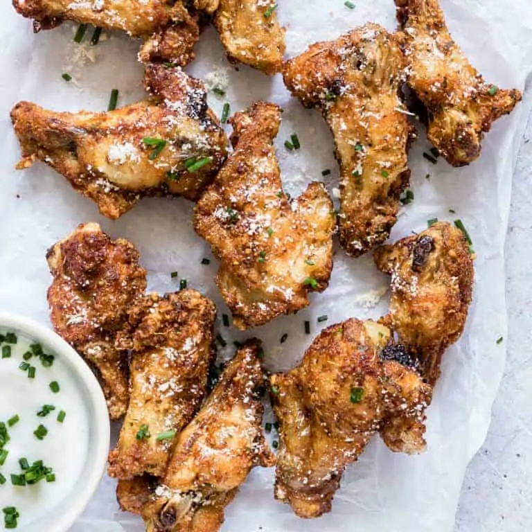 A plate of food with air fryer chicken wings