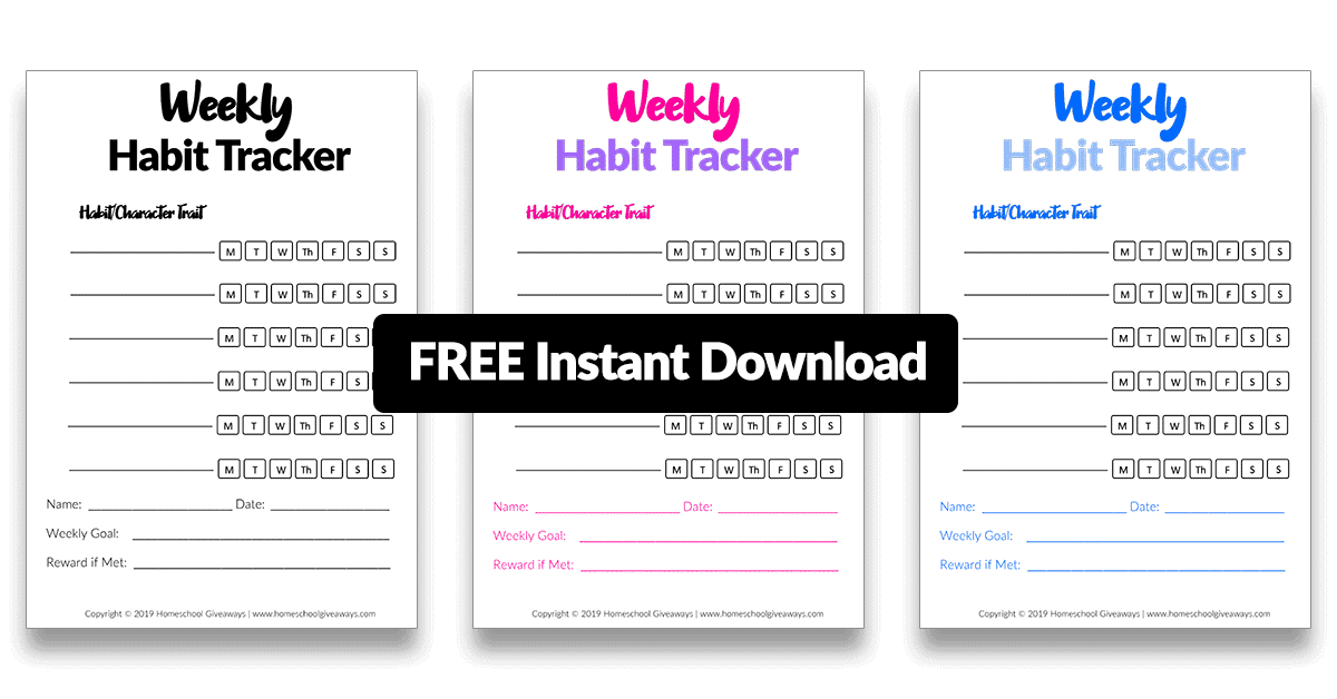 Free Instant Download for Weekly Habit Tracker