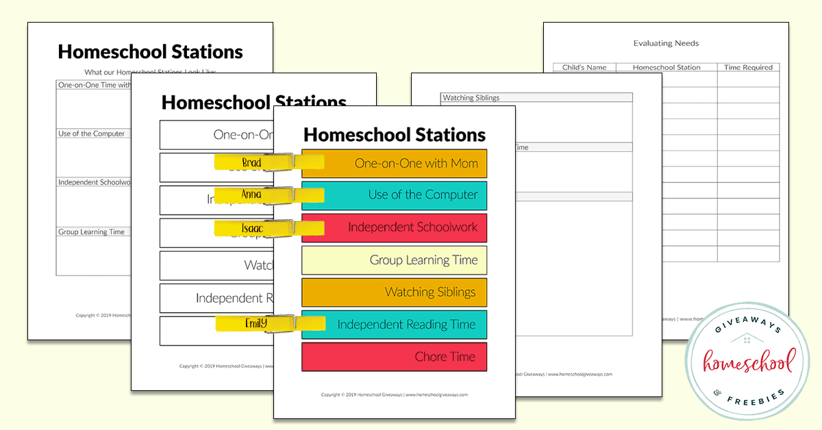 Homeschool Stations printables