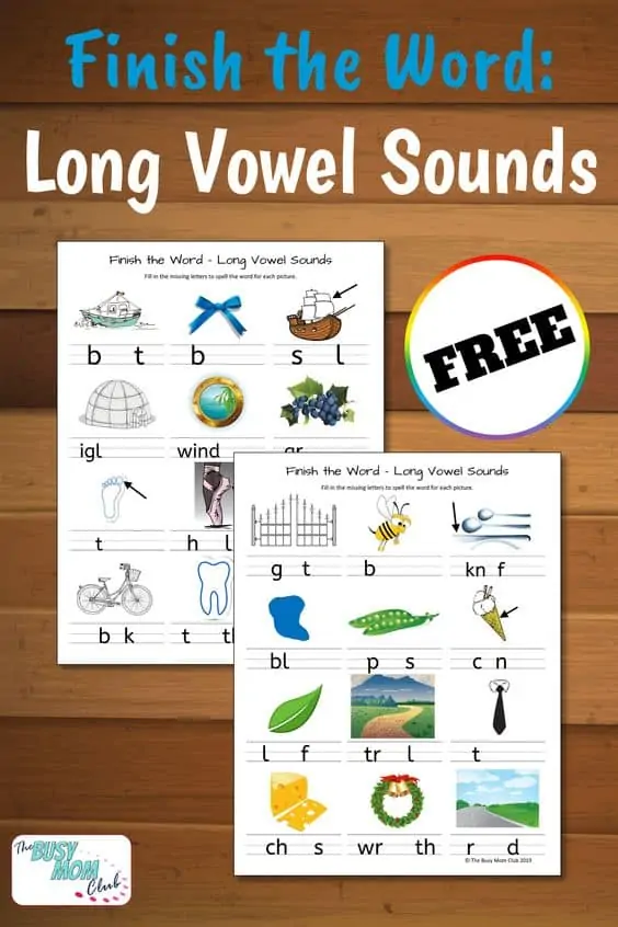 Free Finish the Word: Long Vowel Sounds printables