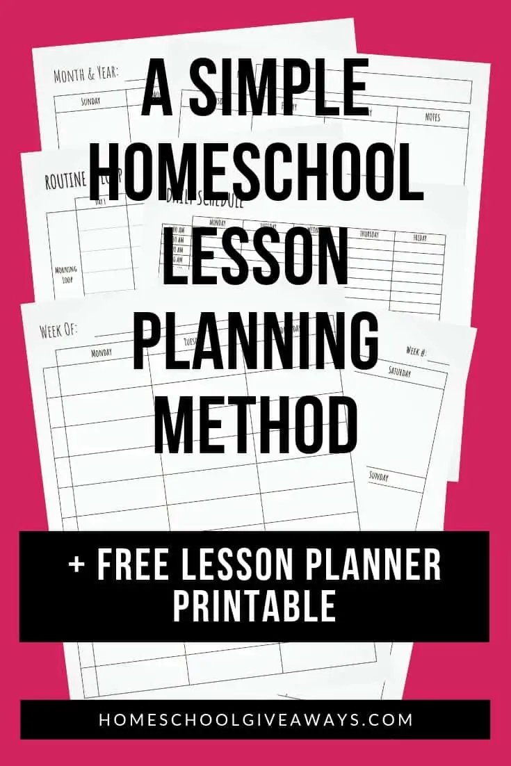 A Simple Homeschool Lesson Planning Method text with image of page examples