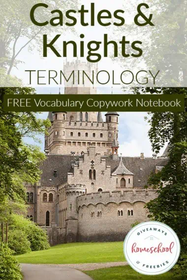Castles & Knights Terminology Free Vocabulary Copywork Notebook
