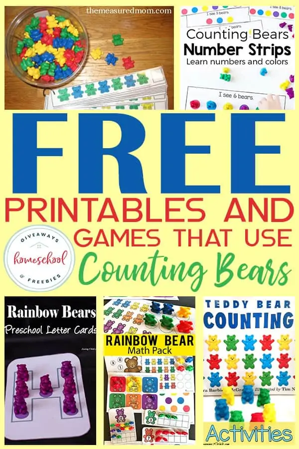 Free Printables and Games That Use Counting Bears