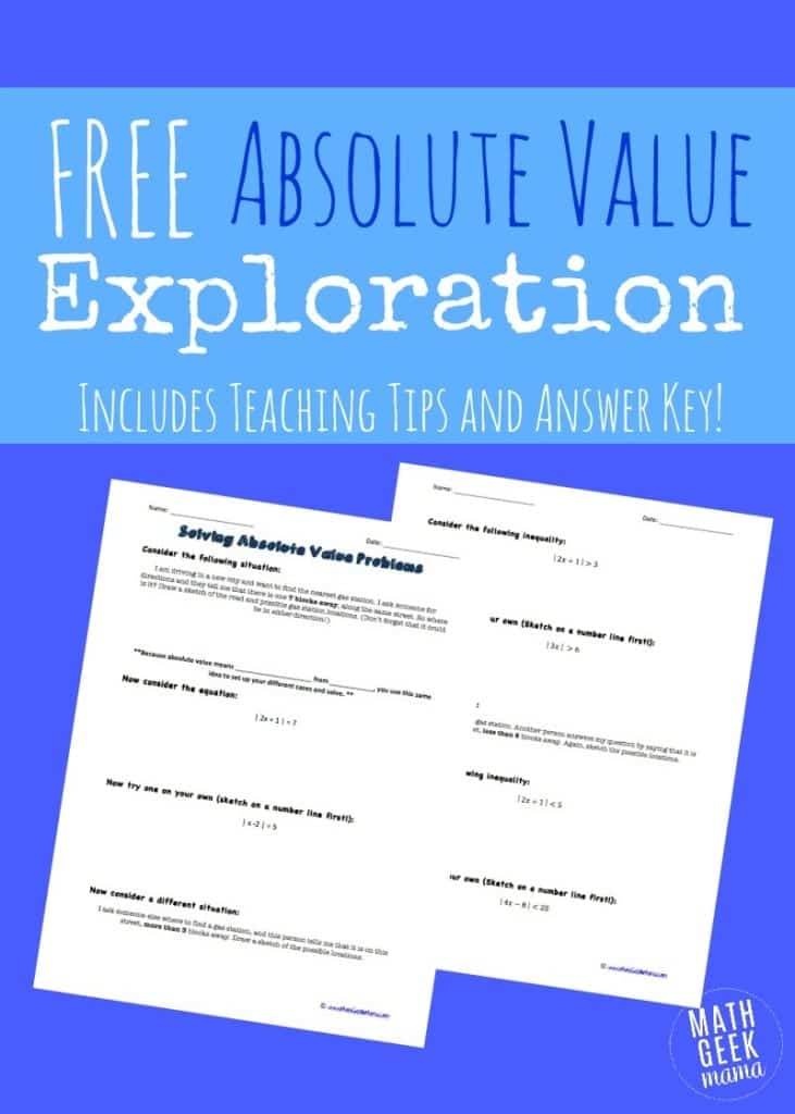 FREE Printables to Help Make Sense of Absolute Value