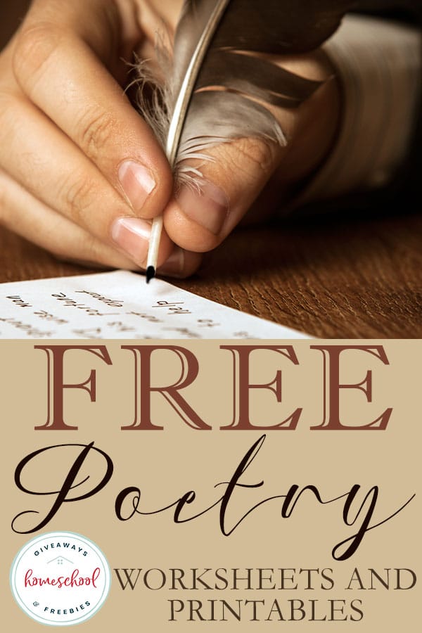 These free poetry worksheets and printables are perfect for a poetry unit or any poetry study in your homeschool. #poetry #homeschoolprintables #poetrystudy