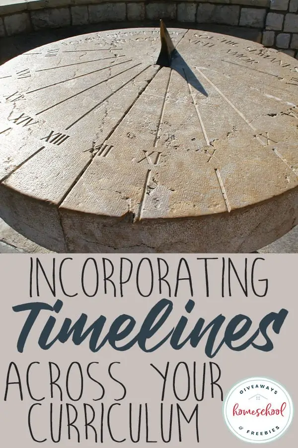 Incorporating Timelines Across Your Curriculum text with image of a sundial