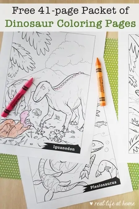 Free 41 Page Packet of Dinosaur Coloring Pages