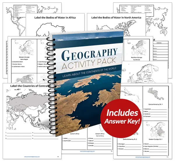 Geography Activity Pack Including Answer Key workbook cover and pages