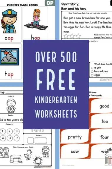 Over 500 Free Kindergarten Worksheets