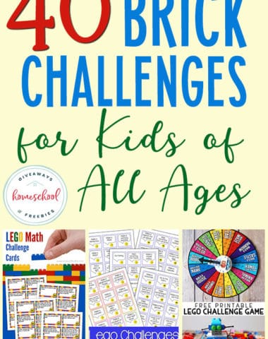 Do your kids love LEGO bricks? Then they will love this variety of challenges. From math to STEM to holidays and more! #LEGO #brickchallenges #homeschoolers #hsgiveaways