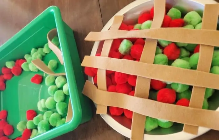 Make an apple pie sensory bin