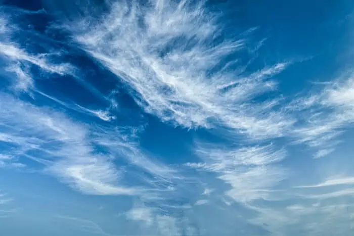 Cirrus clouds found high in the sky
